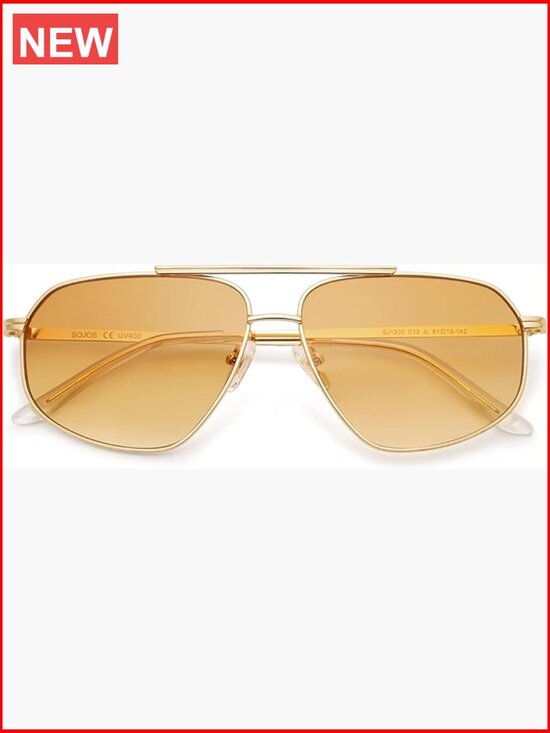 Retro Hexagon Aviator Sunglasses UV400 Protection Metal Frame